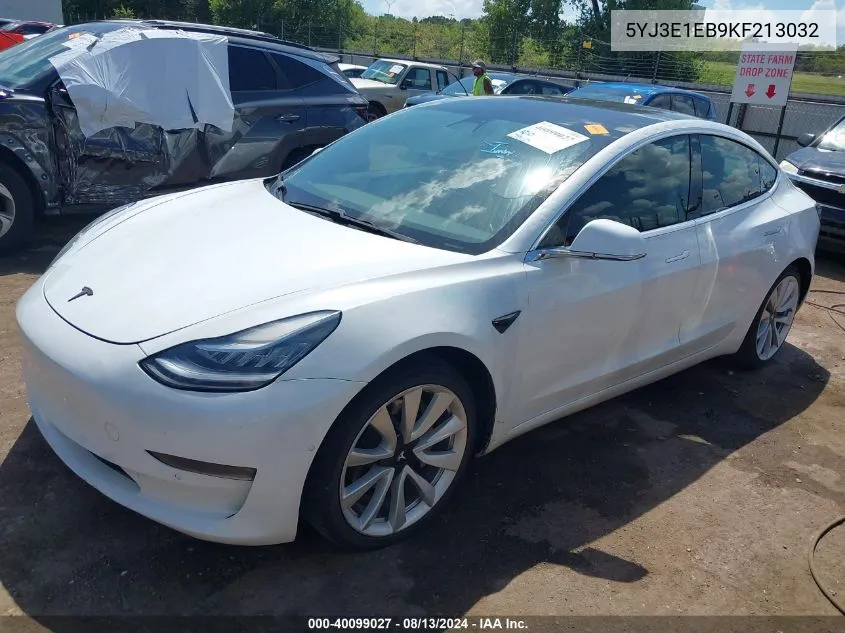 2019 Tesla Model 3 Long Range/Performance VIN: 5YJ3E1EB9KF213032 Lot: 40099027