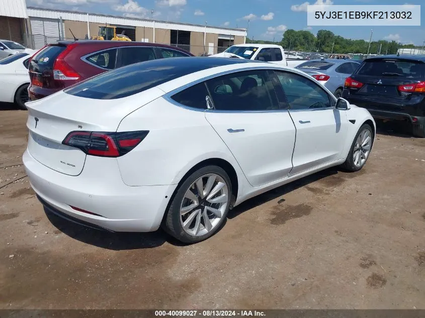 5YJ3E1EB9KF213032 2019 Tesla Model 3 Long Range/Performance