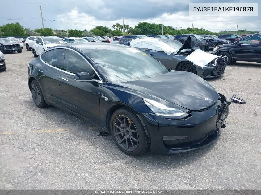 2019 Tesla Model 3 Long Range/Mid Range/Standard Range/Standard Range Plus VIN: 5YJ3E1EA1KF196878 Lot: 40104946