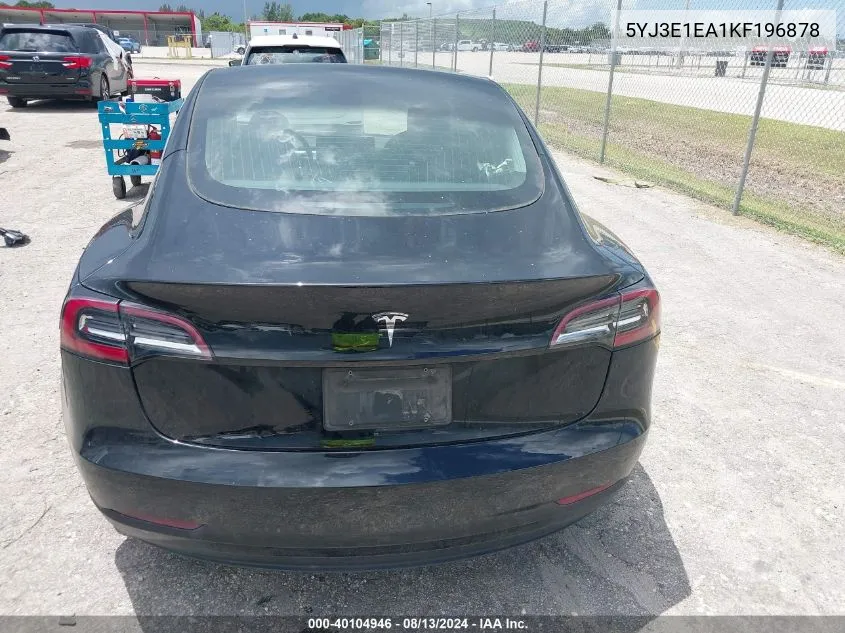 2019 Tesla Model 3 Long Range/Mid Range/Standard Range/Standard Range Plus VIN: 5YJ3E1EA1KF196878 Lot: 40104946