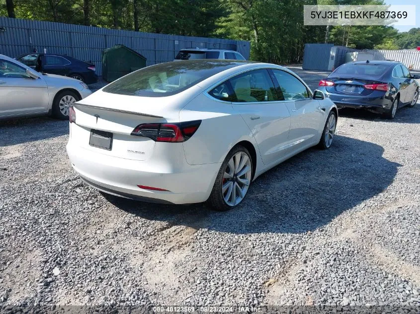 2019 Tesla Model 3 Long Range/Performance VIN: 5YJ3E1EBXKF487369 Lot: 40123569