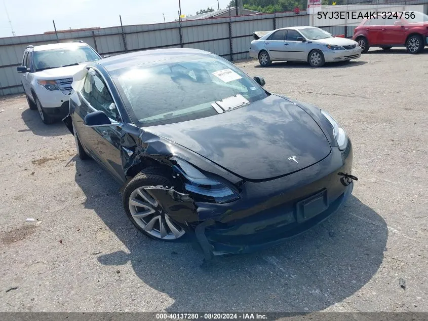 2019 Tesla Model 3 Long Range/Mid Range/Standard Range/Standard Range Plus VIN: 5YJ3E1EA4KF324756 Lot: 40137280