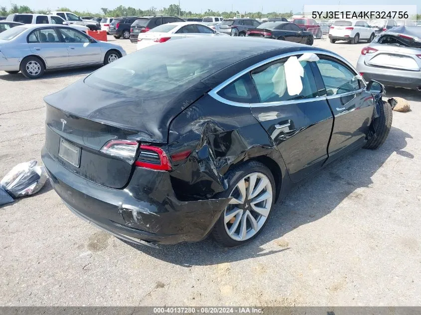 5YJ3E1EA4KF324756 2019 Tesla Model 3 Long Range/Mid Range/Standard Range/Standard Range Plus