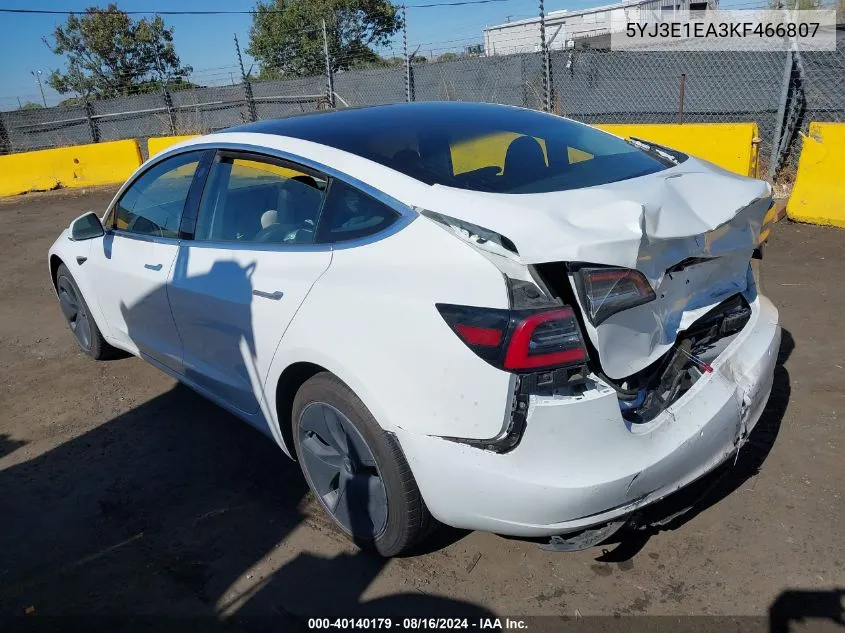 2019 Tesla Model 3 Long Range/Mid Range/Standard Range/Standard Range Plus VIN: 5YJ3E1EA3KF466807 Lot: 40140179