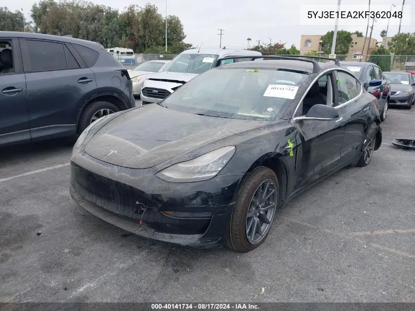 2019 Tesla Model 3 Long Range/Mid Range/Standard Range/Standard Range Plus VIN: 5YJ3E1EA2KF362048 Lot: 40141734