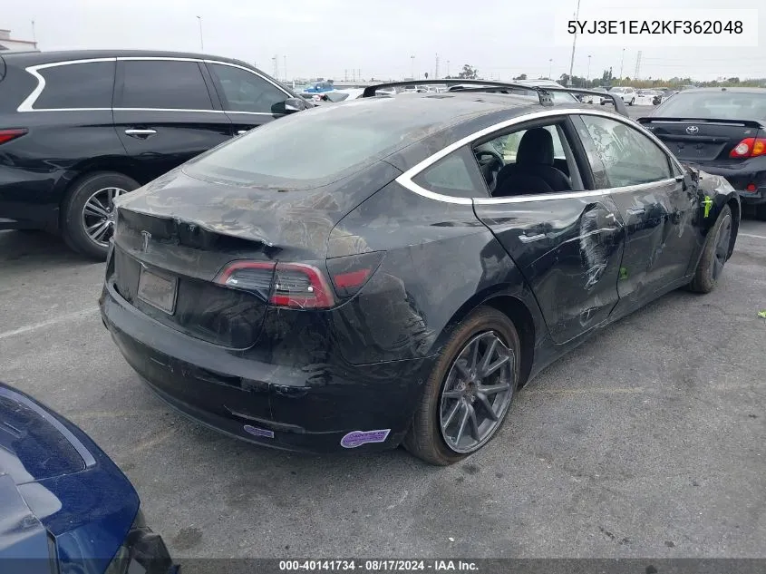 2019 Tesla Model 3 Long Range/Mid Range/Standard Range/Standard Range Plus VIN: 5YJ3E1EA2KF362048 Lot: 40141734