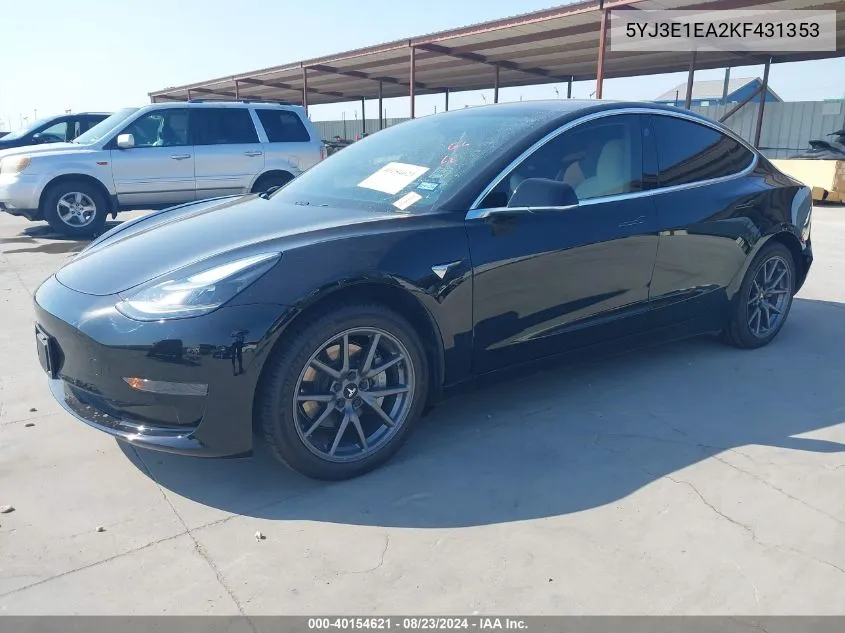 2019 Tesla Model 3 Long Range/Mid Range/Standard Range/Standard Range Plus VIN: 5YJ3E1EA2KF431353 Lot: 40154621