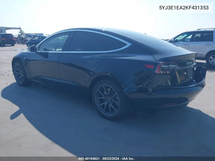 5YJ3E1EA2KF431353 2019 Tesla Model 3 Long Range/Mid Range/Standard Range/Standard Range Plus