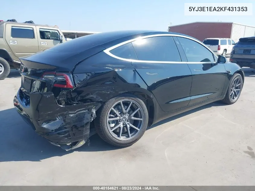 5YJ3E1EA2KF431353 2019 Tesla Model 3 Long Range/Mid Range/Standard Range/Standard Range Plus