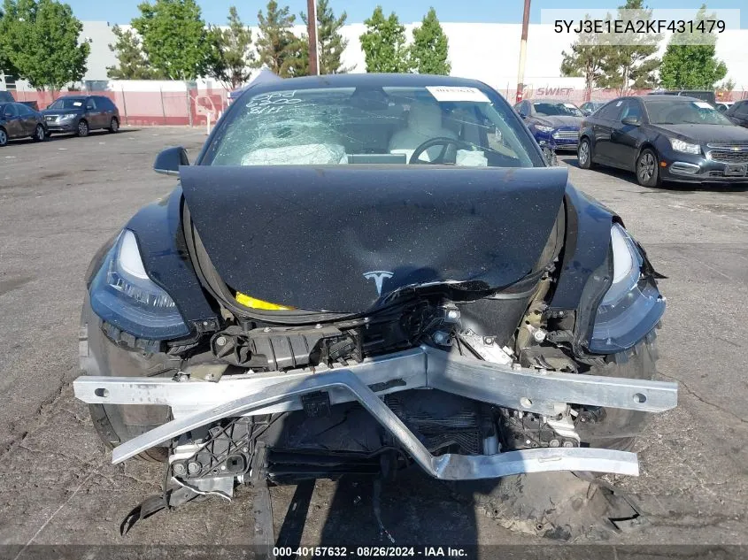 2019 Tesla Model 3 Long Range/Mid Range/Standard Range/Standard Range Plus VIN: 5YJ3E1EA2KF431479 Lot: 40157632