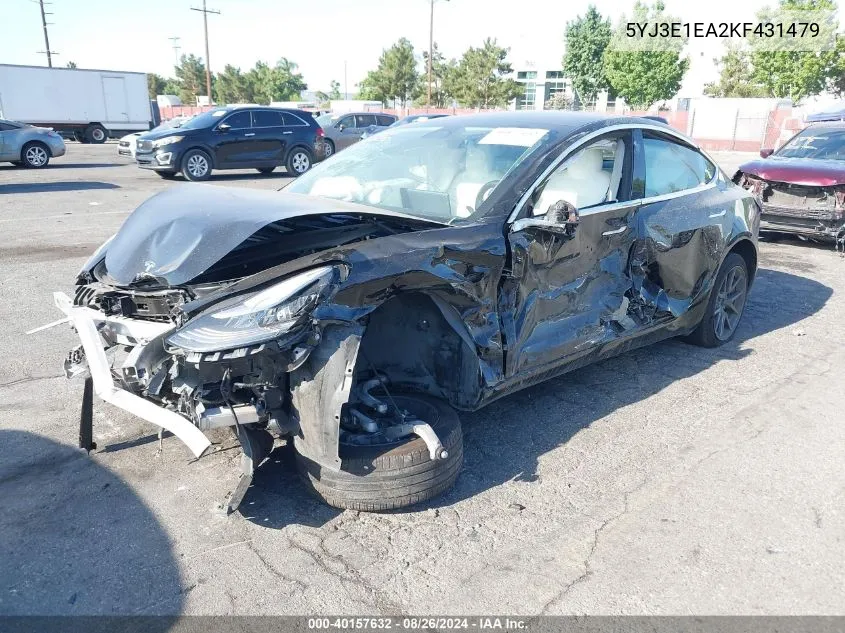 2019 Tesla Model 3 Long Range/Mid Range/Standard Range/Standard Range Plus VIN: 5YJ3E1EA2KF431479 Lot: 40157632