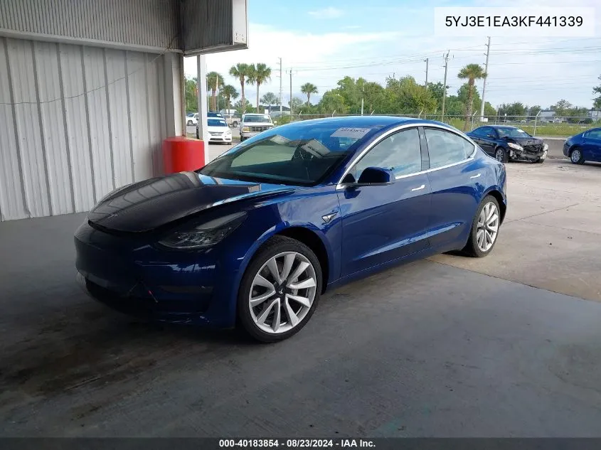 2019 Tesla Model 3 Long Range/Mid Range/Standard Range/Standard Range Plus VIN: 5YJ3E1EA3KF441339 Lot: 40183854