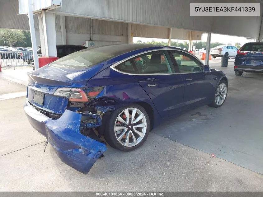 2019 Tesla Model 3 Long Range/Mid Range/Standard Range/Standard Range Plus VIN: 5YJ3E1EA3KF441339 Lot: 40183854