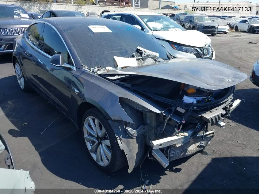 2019 Tesla Model 3 Long Range/Mid Range/Standard Range/Standard Range Plus VIN: 5YJ3E1EA6KF417133 Lot: 40184260