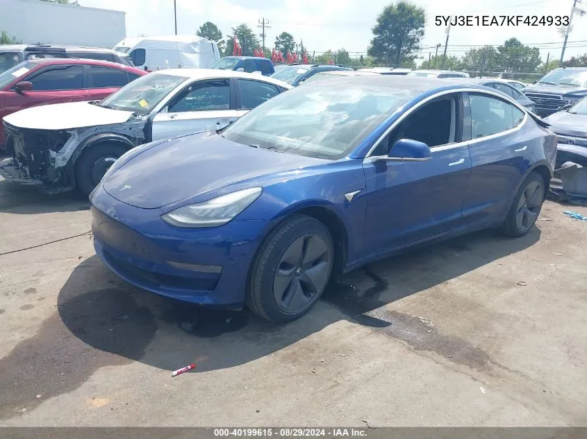 2019 Tesla Model 3 Long Range/Mid Range/Standard Range/Standard Range Plus VIN: 5YJ3E1EA7KF424933 Lot: 40199615