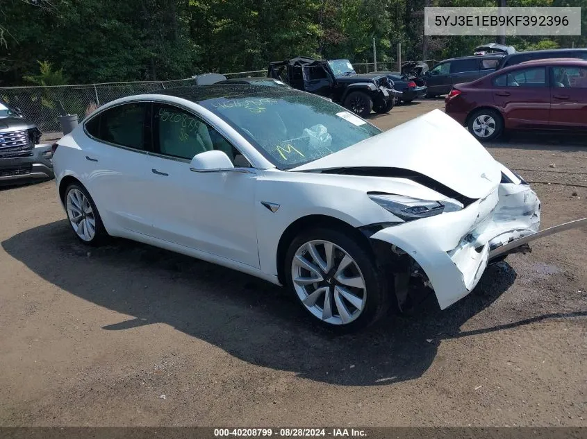 2019 Tesla Model 3 Long Range/Performance VIN: 5YJ3E1EB9KF392396 Lot: 40208799