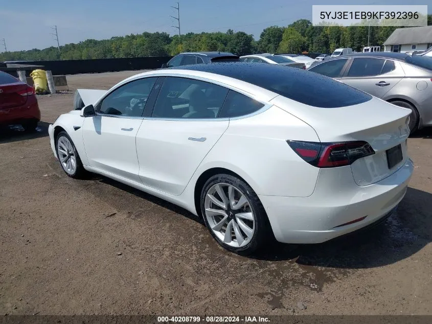 5YJ3E1EB9KF392396 2019 Tesla Model 3 Long Range/Performance