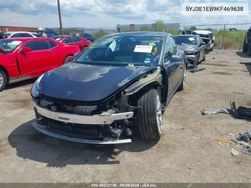 2019 Tesla Model 3 Long Range/Performance VIN: 5YJ3E1EB9KF469638 Lot: 40222136