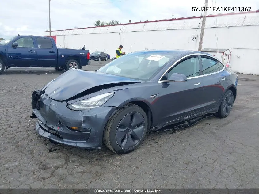 2019 Tesla Model 3 Long Range/Mid Range/Standard Range/Standard Range Plus VIN: 5YJ3E1EA1KF411367 Lot: 40236540