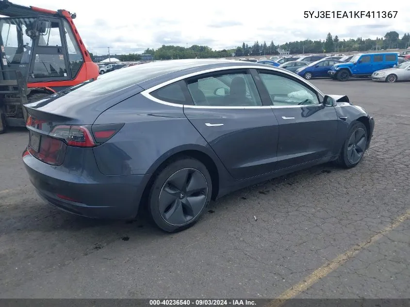 5YJ3E1EA1KF411367 2019 Tesla Model 3 Long Range/Mid Range/Standard Range/Standard Range Plus