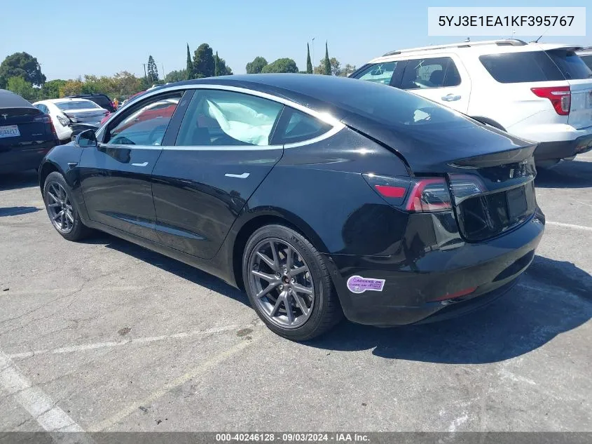 2019 Tesla Model 3 Long Range/Mid Range/Standard Range/Standard Range Plus VIN: 5YJ3E1EA1KF395767 Lot: 40246128