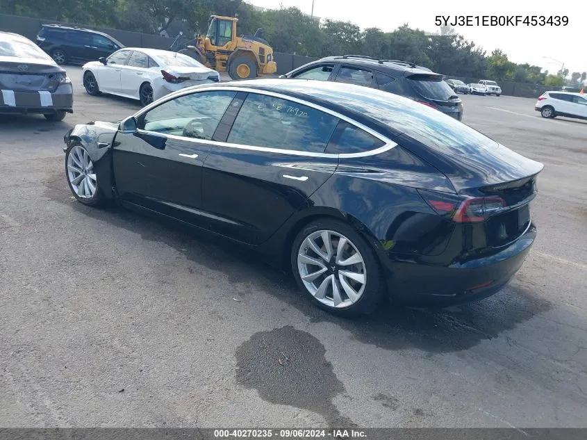 5YJ3E1EB0KF453439 2019 Tesla Model 3 Long Range/Performance