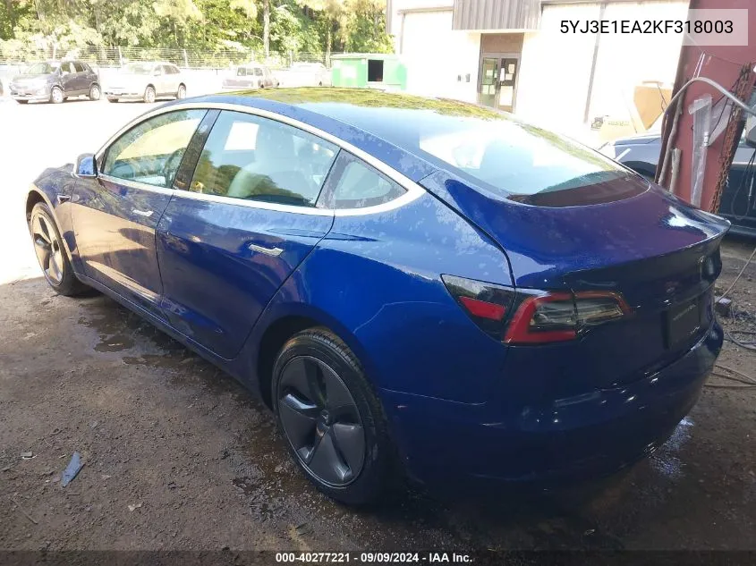 2019 Tesla Model 3 Long Range/Mid Range/Standard Range/Standard Range Plus VIN: 5YJ3E1EA2KF318003 Lot: 40277221