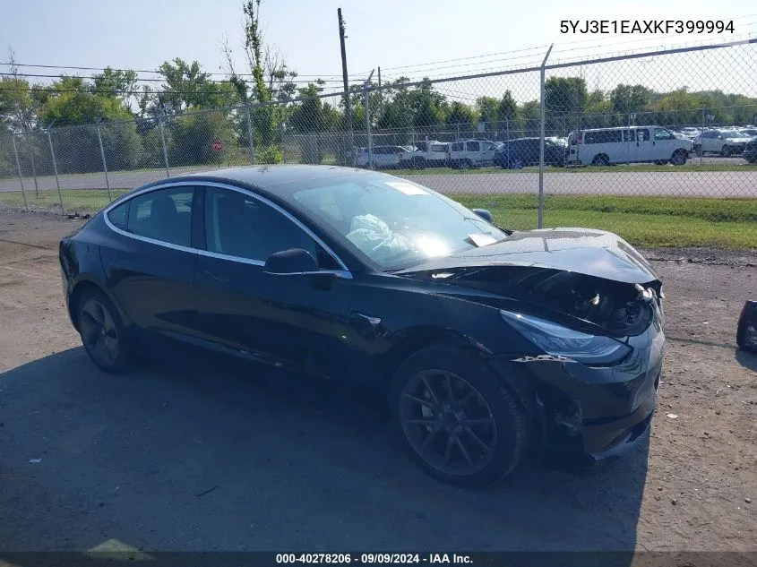 2019 Tesla Model 3 Long Range/Mid Range/Standard Range/Standard Range Plus VIN: 5YJ3E1EAXKF399994 Lot: 40278206