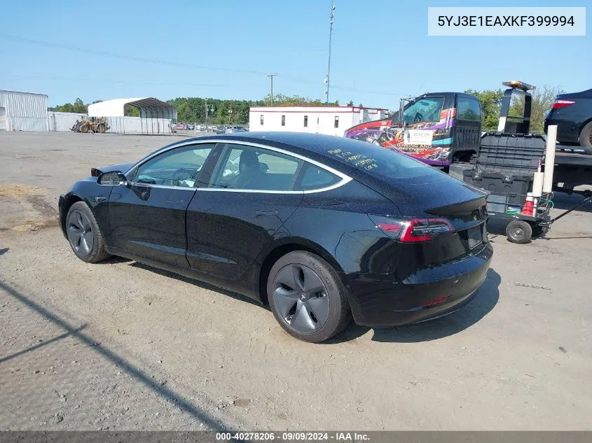 2019 Tesla Model 3 Long Range/Mid Range/Standard Range/Standard Range Plus VIN: 5YJ3E1EAXKF399994 Lot: 40278206