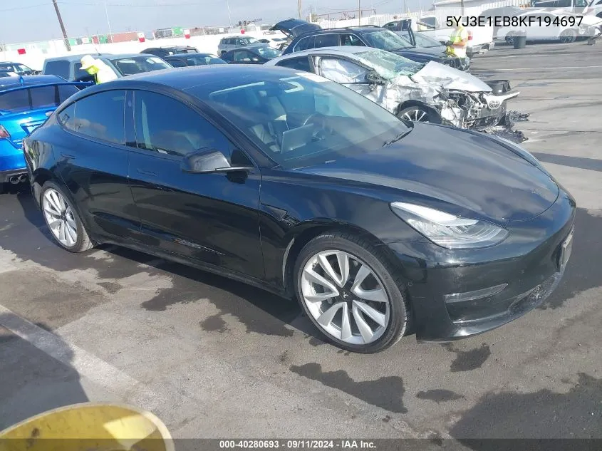 2019 Tesla Model 3 VIN: 5YJ3E1EB8KF194697 Lot: 40280693