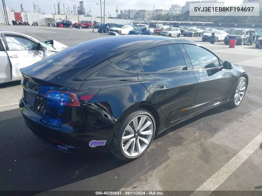 5YJ3E1EB8KF194697 2019 Tesla Model 3