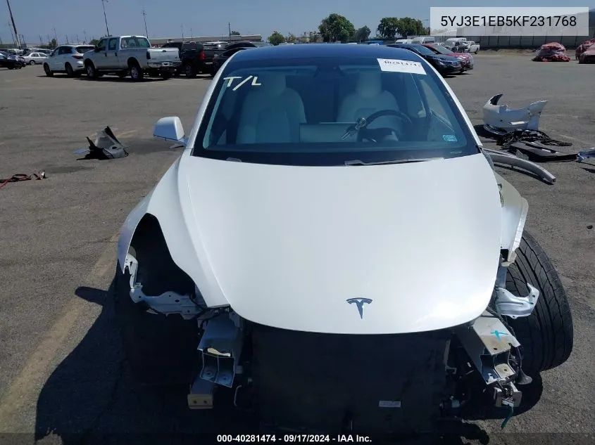 5YJ3E1EB5KF231768 2019 Tesla Model 3 Long Range/Performance