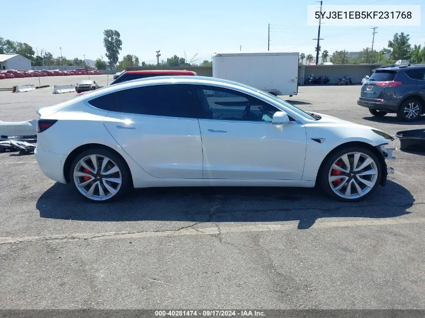 5YJ3E1EB5KF231768 2019 Tesla Model 3 Long Range/Performance