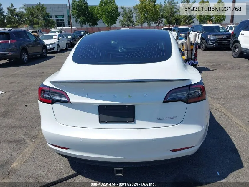 5YJ3E1EB5KF231768 2019 Tesla Model 3 Long Range/Performance