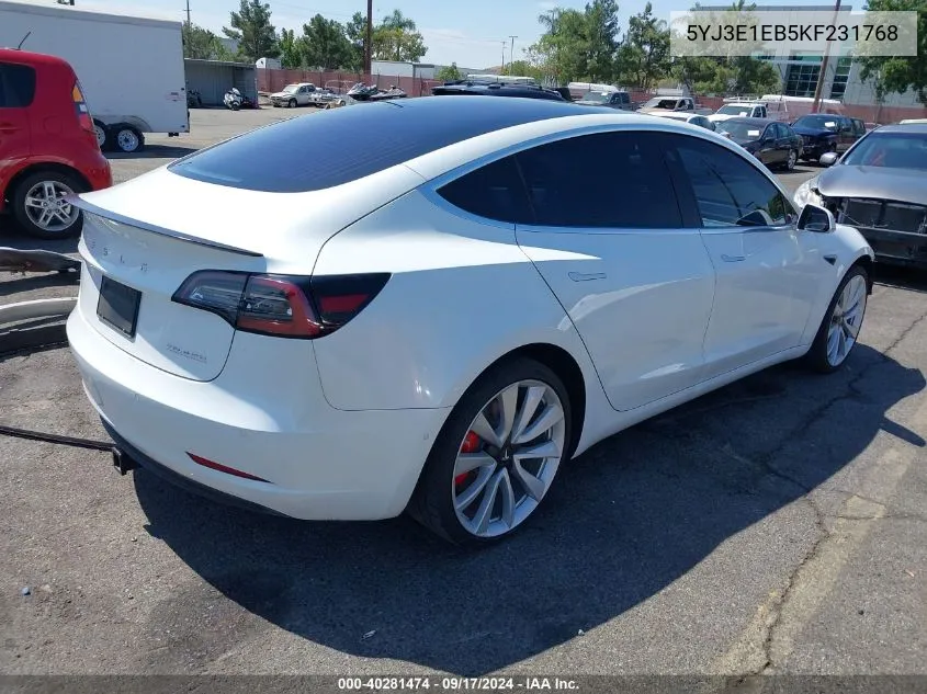 5YJ3E1EB5KF231768 2019 Tesla Model 3 Long Range/Performance