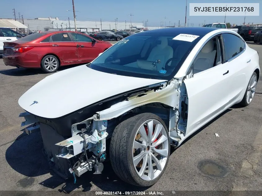 5YJ3E1EB5KF231768 2019 Tesla Model 3 Long Range/Performance