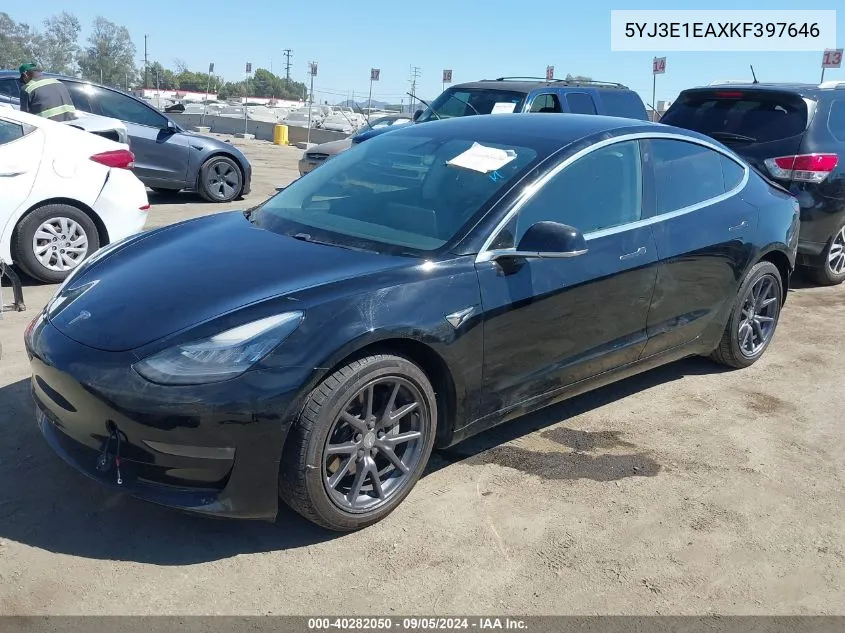 2019 Tesla Model 3 Long Range/Mid Range/Standard Range/Standard Range Plus VIN: 5YJ3E1EAXKF397646 Lot: 40282050