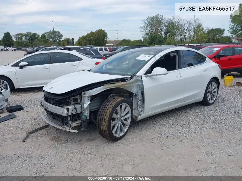 2019 Tesla Model 3 Long Range/Mid Range/Standard Range/Standard Range Plus VIN: 5YJ3E1EA5KF466517 Lot: 40296116