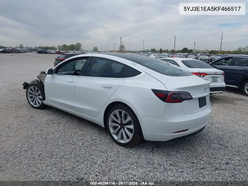 2019 Tesla Model 3 Long Range/Mid Range/Standard Range/Standard Range Plus VIN: 5YJ3E1EA5KF466517 Lot: 40296116