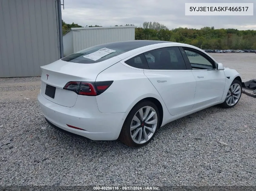 2019 Tesla Model 3 Long Range/Mid Range/Standard Range/Standard Range Plus VIN: 5YJ3E1EA5KF466517 Lot: 40296116