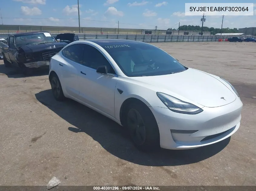 2019 Tesla Model 3 Long Range/Mid Range/Standard Range/Standard Range Plus VIN: 5YJ3E1EA8KF302064 Lot: 40301296