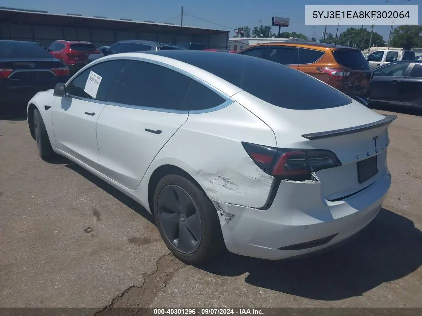 5YJ3E1EA8KF302064 2019 Tesla Model 3 Long Range/Mid Range/Standard Range/Standard Range Plus