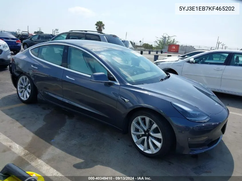 2019 Tesla Model 3 VIN: 5YJ3E1EB7KF465202 Lot: 40349410