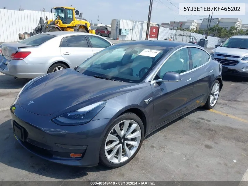 2019 Tesla Model 3 VIN: 5YJ3E1EB7KF465202 Lot: 40349410