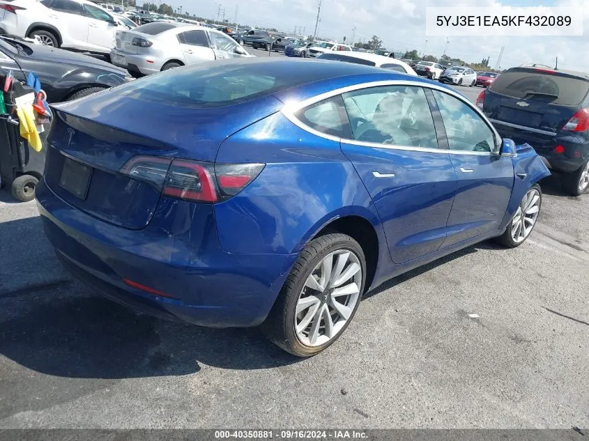 5YJ3E1EA5KF432089 2019 Tesla Model 3 Long Range/Mid Range/Standard Range/Standard Range Plus