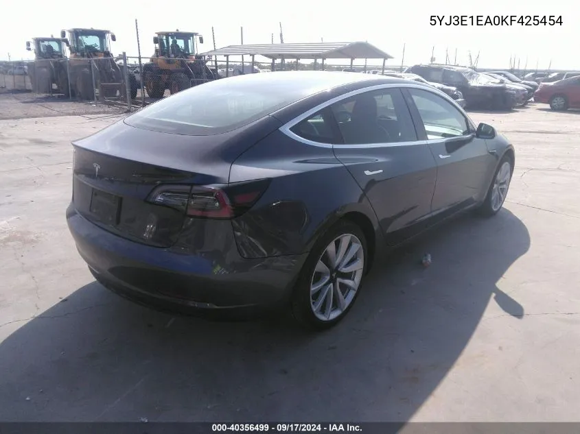 2019 Tesla Model 3 Long Range/Mid Range/Standard Range/Standard Range Plus VIN: 5YJ3E1EA0KF425454 Lot: 40356499