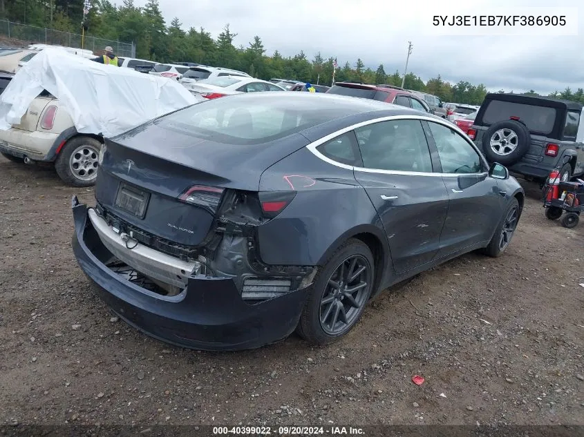 5YJ3E1EB7KF386905 2019 Tesla Model 3 Long Range/Performance