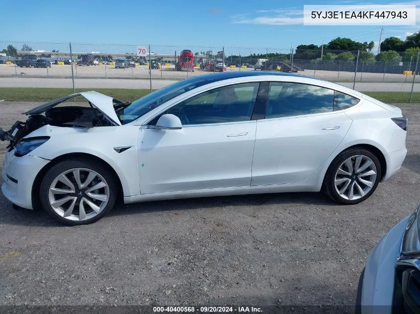 5YJ3E1EA4KF447943 2019 Tesla Model 3 Long Range/Mid Range/Standard Range/Standard Range Plus