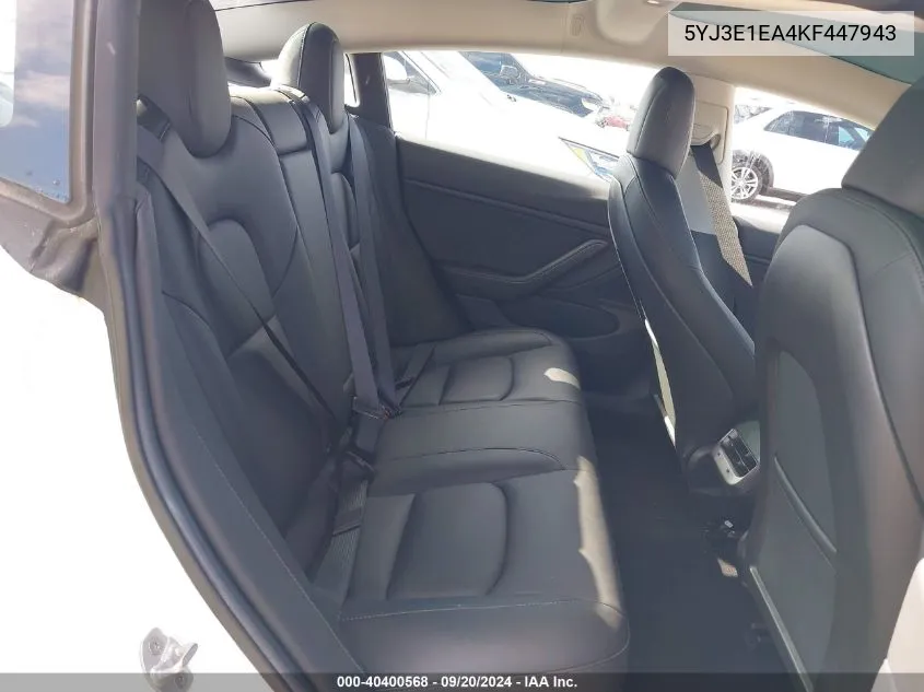 2019 Tesla Model 3 Long Range/Mid Range/Standard Range/Standard Range Plus VIN: 5YJ3E1EA4KF447943 Lot: 40400568