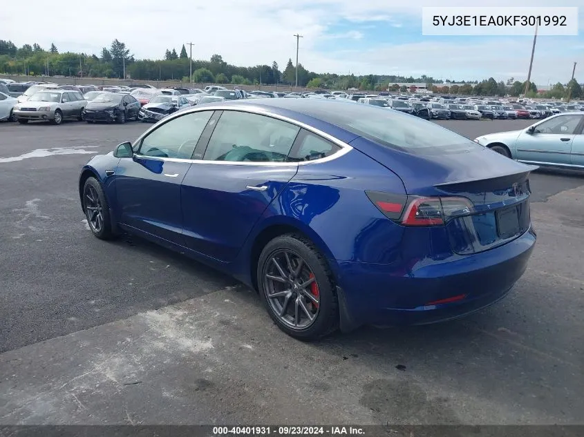 5YJ3E1EA0KF301992 2019 Tesla Model 3 Long Range/Mid Range/Standard Range/Standard Range Plus